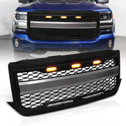 Chevrolet Silverado 1500 2016-2018 Front Grille Black with Amber LED DRL Running Lights - Parts Agent