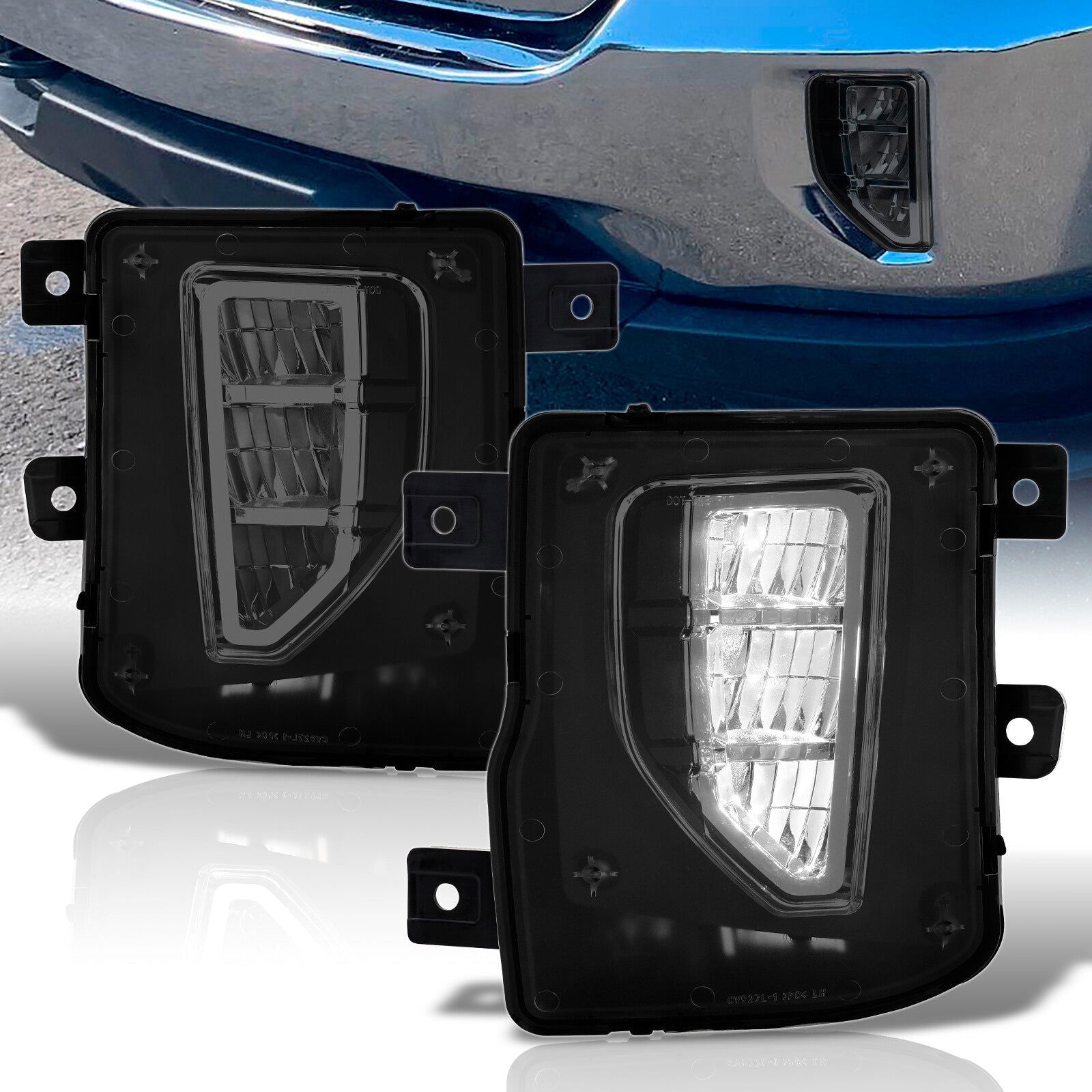 Chevrolet Silverado 1500 2016-2018 Front LED Fog Lights Smoked Len (Includes Switch & Wiring Harness) - Parts Agent
