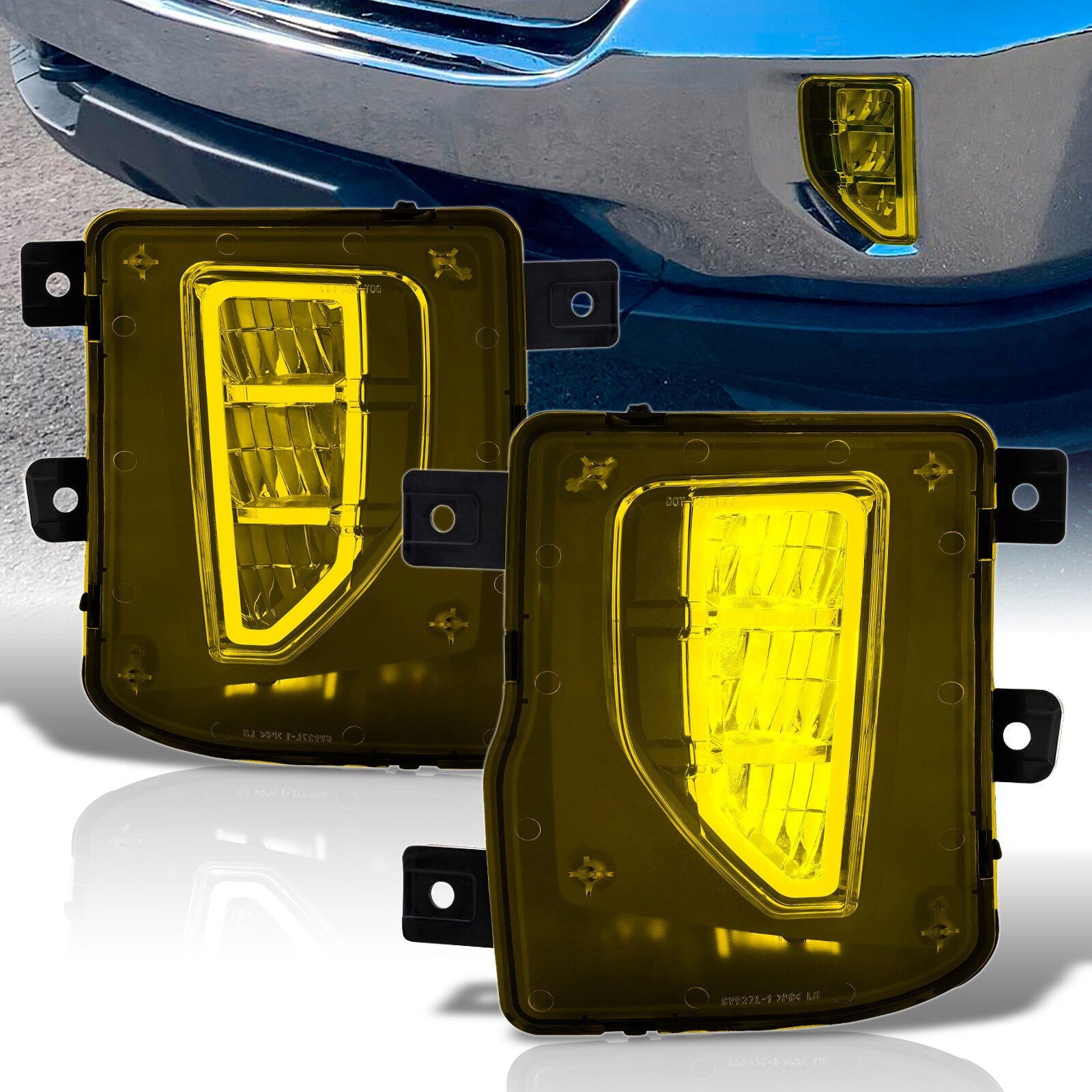 Chevrolet Silverado 1500 2016-2018 Front LED Fog Lights Yellow Len (Includes Switch & Wiring Harness) - Parts Agent