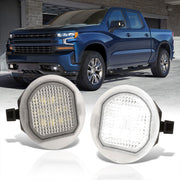 Chevrolet Silverado 1500 2019-2021 / 2500HD 2020-2021 / 3500HD 2020-2021 / Tahoe 2021 / Suburban 2021 Front White LED Side Mirror Puddle Lights Clear Len - Parts Agent