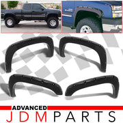 Chevrolet Silverado 1999-2006 / GMC Sierra 1999-2006 Front & Rear Pocket Rivet Style Wheel Well Fender Flares Black - Parts Agent
