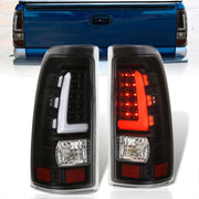Chevrolet Silverado 1999-2006 / GMC Sierra 1999-2006 LED Bar Tail Lights Black Housing Clear Len White Tube - Parts Agent