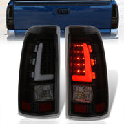 Chevrolet Silverado 1999-2006 / GMC Sierra 1999-2006 LED Bar Tail Lights Black Housing Smoke Len White Tube - Parts Agent