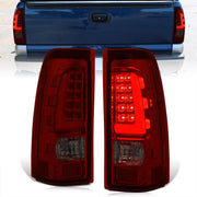 Chevrolet Silverado 1999-2006 / GMC Sierra 1999-2006 LED Bar Tail Lights Chrome Housing Red Smoke Len White Tube - Parts Agent