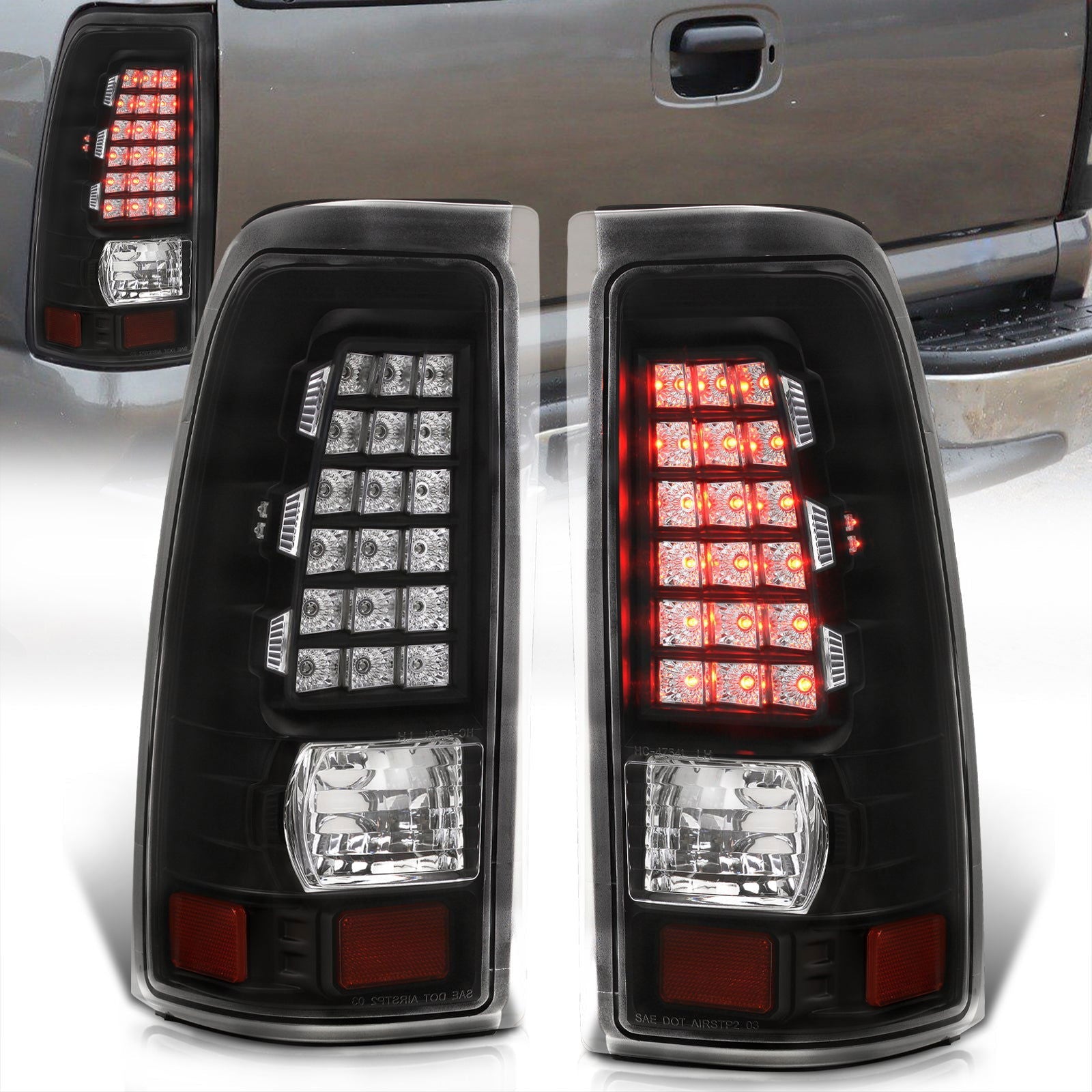 Chevrolet Silverado 1999-2006 / GMC Sierra 1999-2006 LED Tail Lights Black Housing Clear Len - Parts Agent