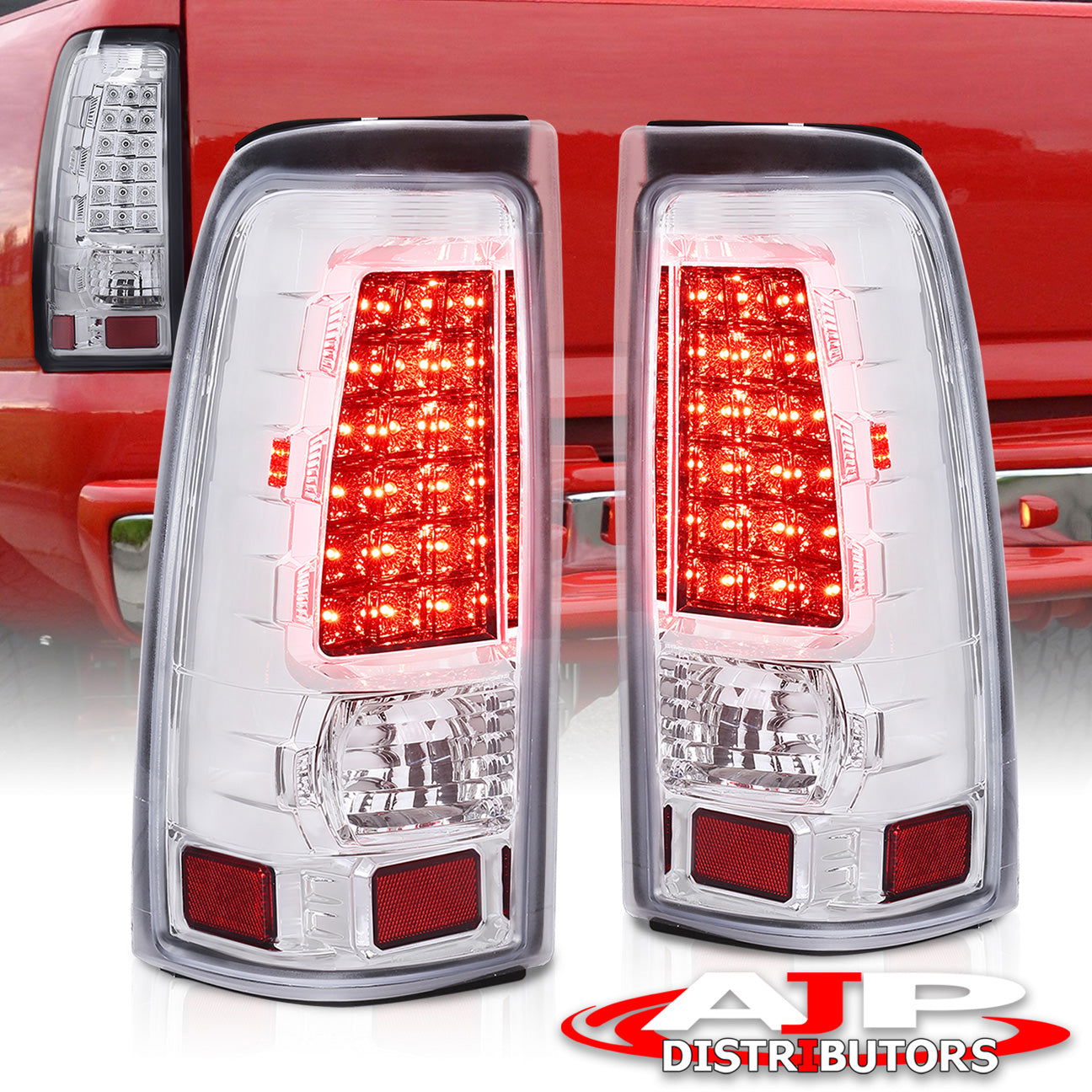 Chevrolet Silverado 1999-2006 / GMC Sierra 1999-2006 LED Tail Lights Chrome Housing Clear Len - Parts Agent