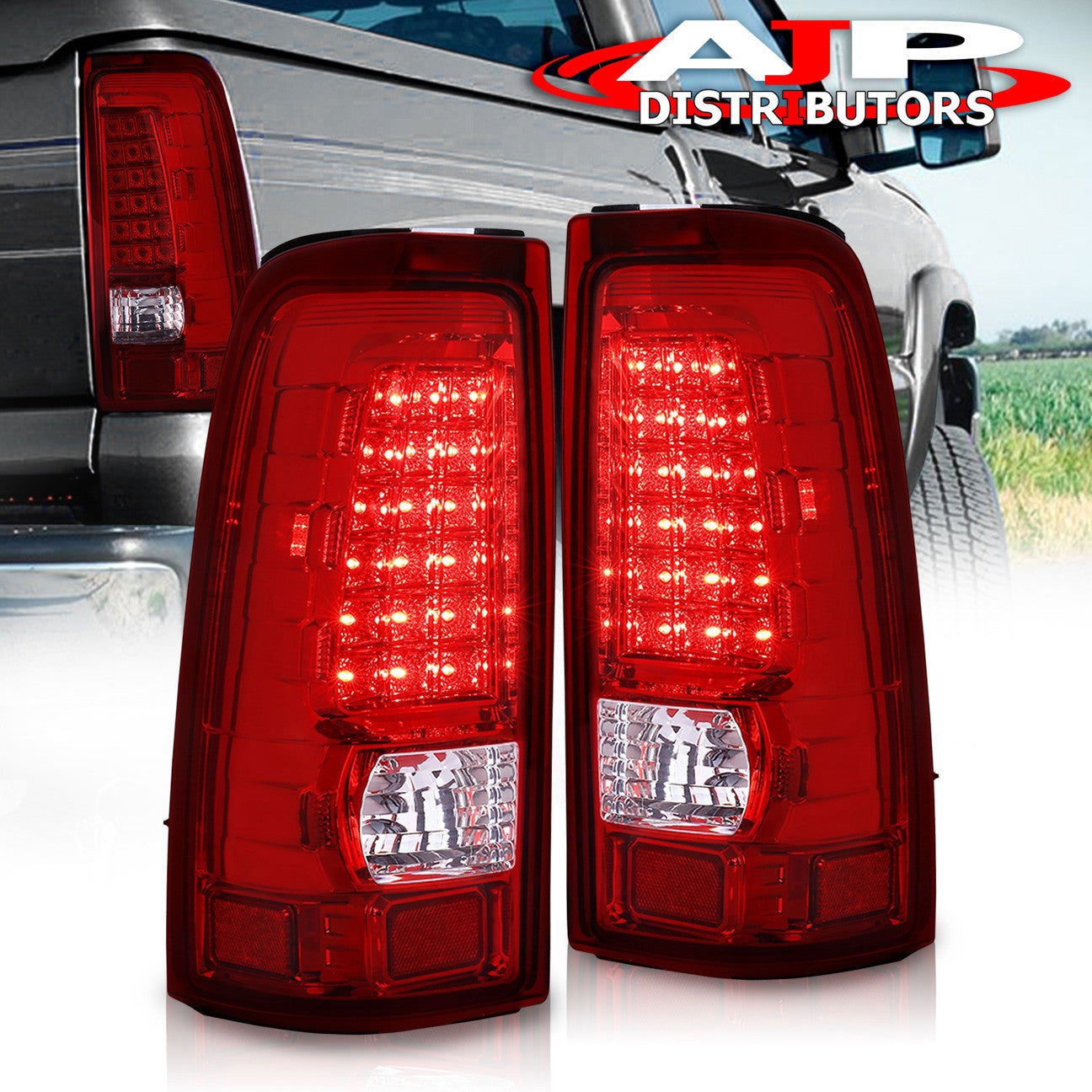 Chevrolet Silverado 1999-2006 / GMC Sierra 1999-2006 LED Tail Lights Chrome Housing Red Len - Parts Agent