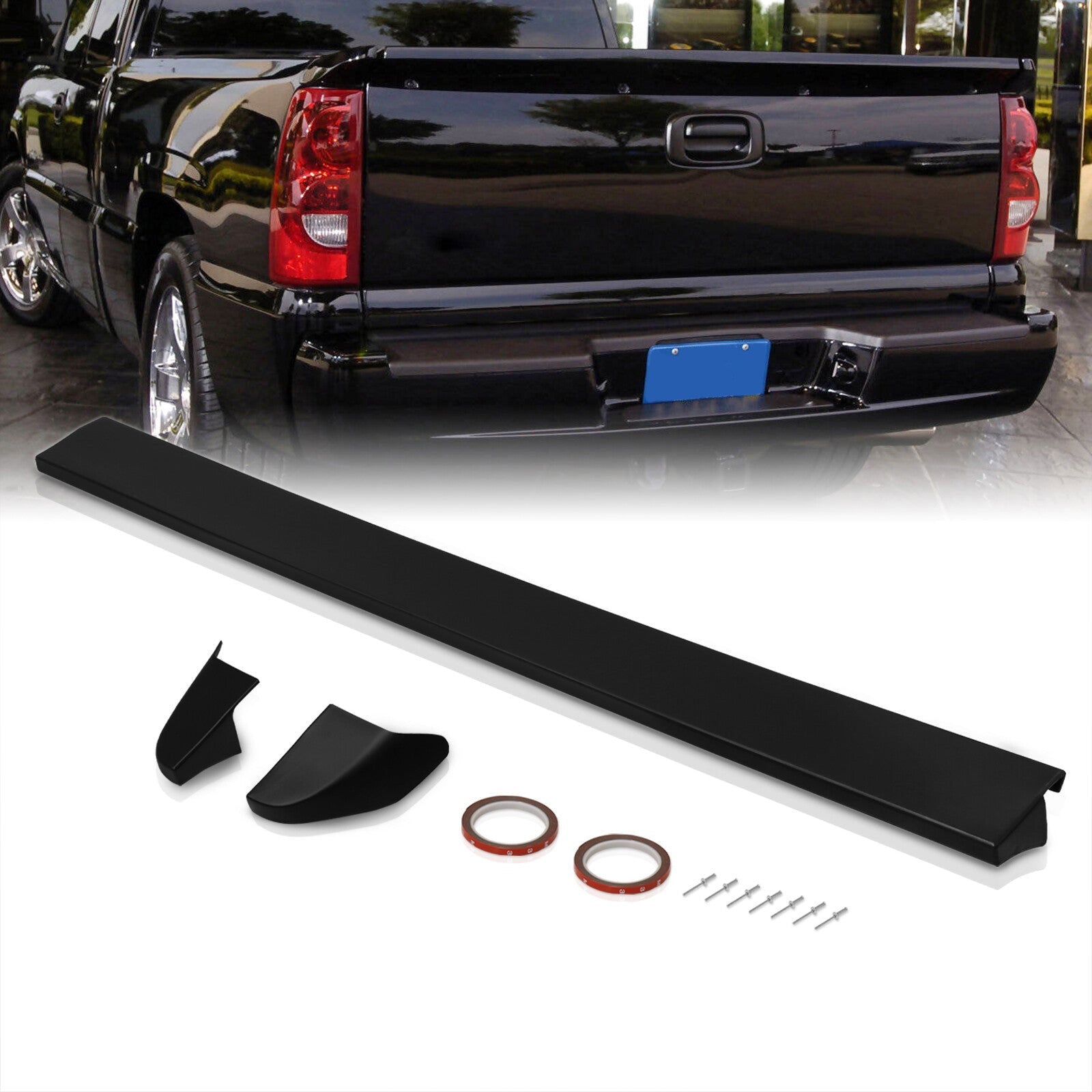 Chevrolet Silverado 1999-2006 / GMC Sierra 1999-2006 SS Intimidator Style Upper Trunk Tailgate Molding Cap Spoiler Wing Polyurethane Black - Parts Agent