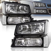 Chevrolet Silverado 2003-2006 Factory Style Headlights + Bumpers Black Housing Clear Len Clear Reflector - Parts Agent