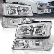 Chevrolet Silverado 2003-2006 Factory Style Headlights + Bumpers Chrome Housing Clear Len Clear Reflector - Parts Agent