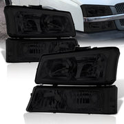 Chevrolet Silverado 2003-2006 Factory Style Headlights + Bumpers Chrome Housing Smoke Len Clear Reflector - Parts Agent