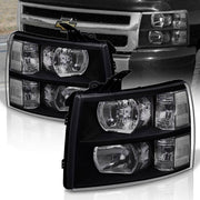 Chevrolet Silverado 2007-2013 Factory Style Headlights Black Housing Clear Len Clear Reflector - Parts Agent