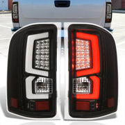 Chevrolet Silverado 2007-2013 LED Bar Tail Lights Black Housing Clear Len White Tube - Parts Agent