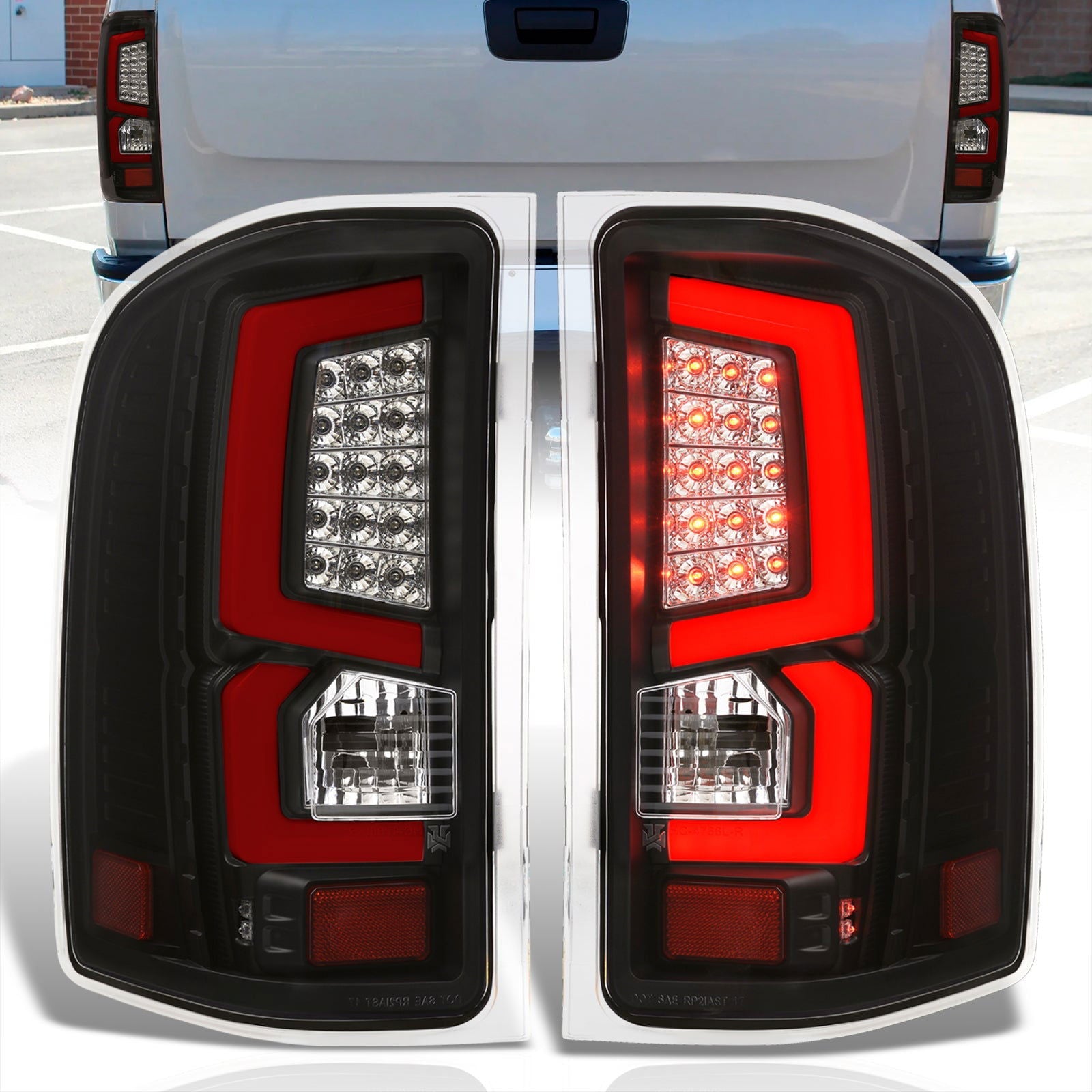 Chevrolet Silverado 2007-2013 LED Bar Tail Lights Black Housing Smoke Len Red Tube - Parts Agent