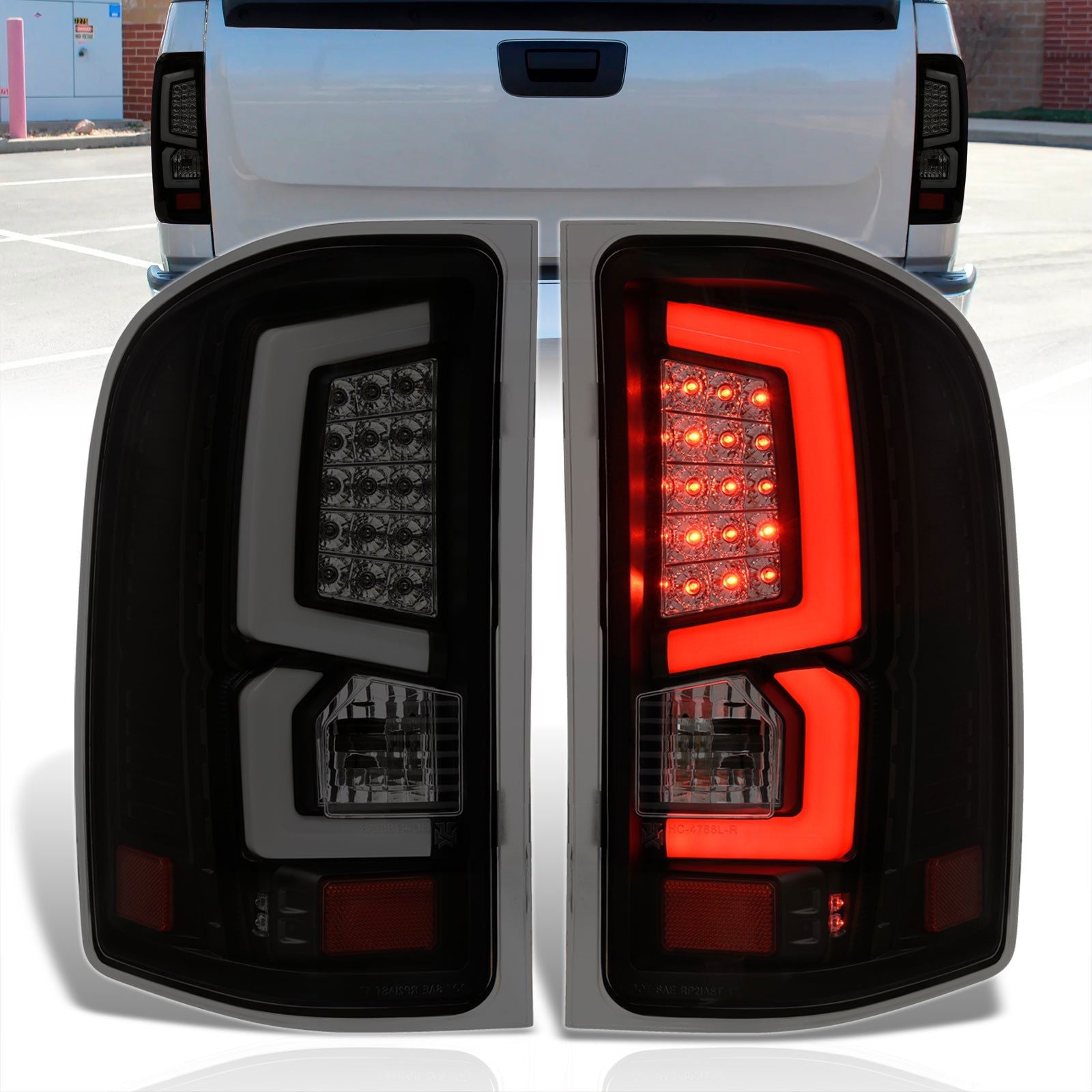 Chevrolet Silverado 2007-2013 LED Bar Tail Lights Black Housing Smoke Len White Tube - Parts Agent