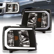 Chevrolet Silverado 2007-2013 LED DRL Bar Factory Style Headlights Black Housing Clear Len Amber Reflector - Parts Agent