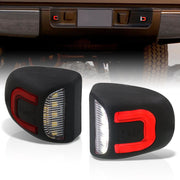 Chevrolet Silverado Tahoe Suburban 1999-2013 / GMC Sierra Yukon 1999-2013 / Cadillac Escalade 2002-2006 White & Red Bar SMD LED License Plate Lights Clear Len - Parts Agent