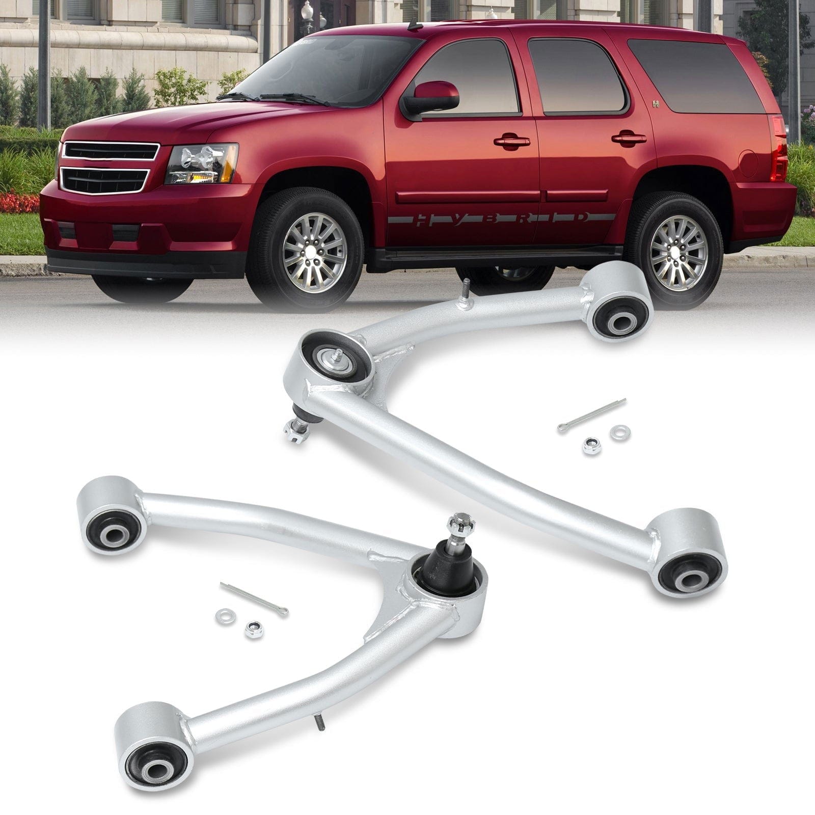 Chevrolet Suburban 2007-2020 / Tahoe 2007-2020 / GMC Yukon & XL 2007-2020 / Cadillac Escalade 2007-2020 2-4" Lift Front Upper Tubular Control Arms Silver - Parts Agent