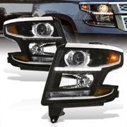 Chevrolet Suburban 2015-2020 / Suburban 3500HD 2016-2019 / Tahoe 2015-2020 Factory Style Projector Headlights Black Housing Clear Len Amber Reflector (Halogen Models Only) - Parts Agent