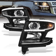 Chevrolet Suburban 2015-2020 / Suburban 3500HD 2016-2019 / Tahoe 2015-2020 Factory Style Projector Headlights Black Housing Clear Len Clear Reflector (Halogen Models Only) - Parts Agent