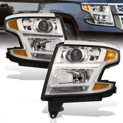 Chevrolet Suburban 2015-2020 / Suburban 3500HD 2016-2019 / Tahoe 2015-2020 Factory Style Projector Headlights Chrome Housing Clear Len Amber Reflector (Halogen Models Only) - Parts Agent