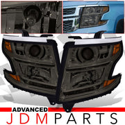 Chevrolet Suburban 2015-2020 / Suburban 3500HD 2016-2019 / Tahoe 2015-2020 Factory Style Projector Headlights Chrome Housing Smoke Len Amber Reflector (Halogen Models Only) - Parts Agent