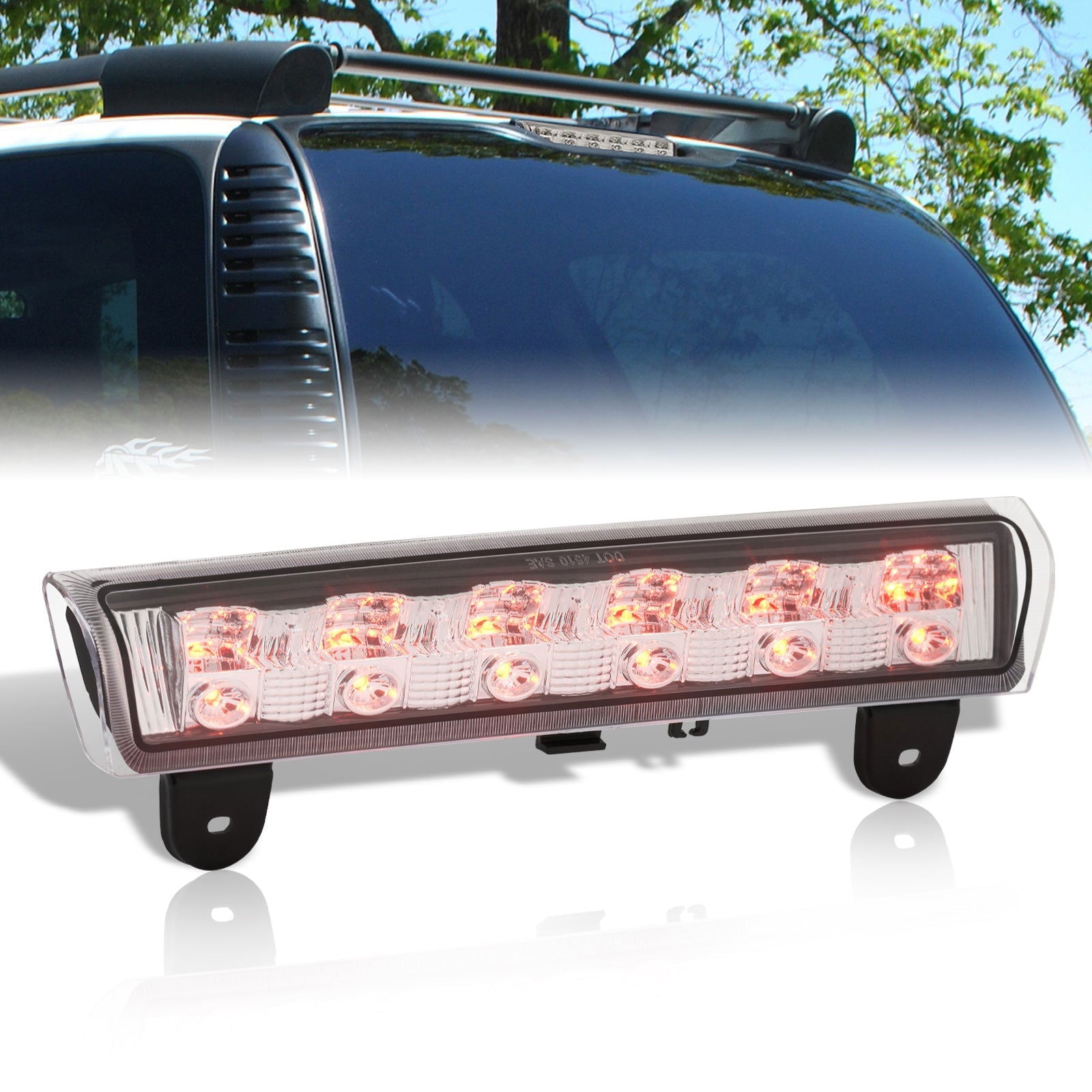 Chevrolet Suburban Tahoe 2000-2006 / GMC Yukon 2000-2006 LED 3rd Brake Light Chrome Housing Clear Len (Excluding Barn Door Models) - Parts Agent