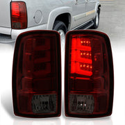 Chevrolet Suburban Tahoe 2000-2006 / GMC Yukon XL 2000-2006 / Yukon Denali 2001-2006 LED Bar Tail Lights Chrome Housing Red Smoke Len White Tube (Excluding Barn Door Trunks) - Parts Agent