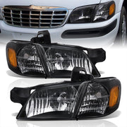 Chevrolet Venture 1997-2005 Factory Style Headlights Black Housing Clear Len Amber Reflector - Parts Agent