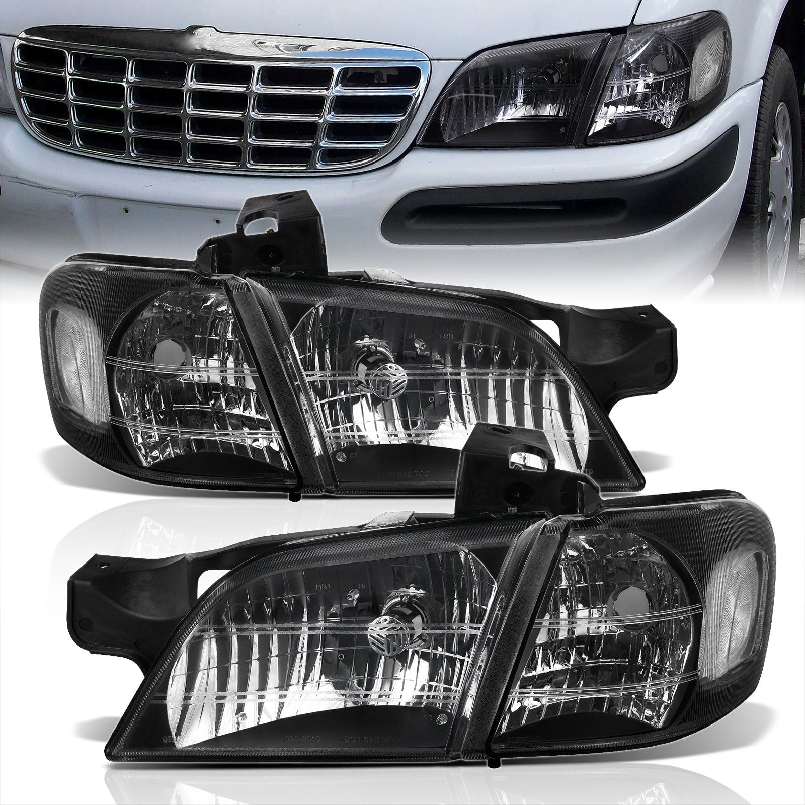 Chevrolet Venture 1997-2005 Factory Style Headlights Black Housing Clear Len Clear Reflector - Parts Agent
