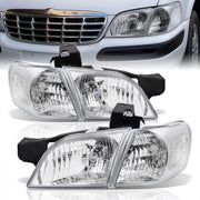 Chevrolet Venture 1997-2005 Factory Style Headlights Chrome Housing Clear Len Clear Reflector - Parts Agent