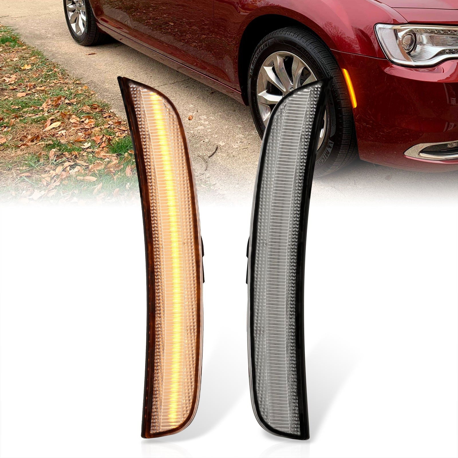Chrysler 300 300C 2015-2023 Front Amber LED Side Marker Clear Len - Parts Agent
