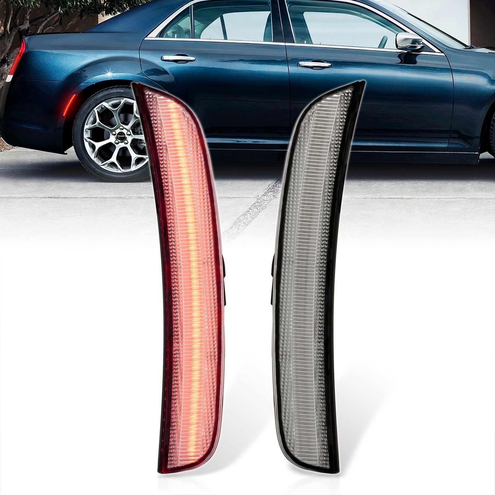 Chrysler 300 300C 2015-2023 Rear Red LED Side Marker Clear Len - Parts Agent