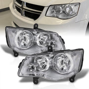 Chrysler Town & Country 2008-2016 / Dodge Grand Caravan 2011-2019 Factory Style Headlights Chrome Housing Clear Len Clear Reflector (Halogen Models Only) - Parts Agent