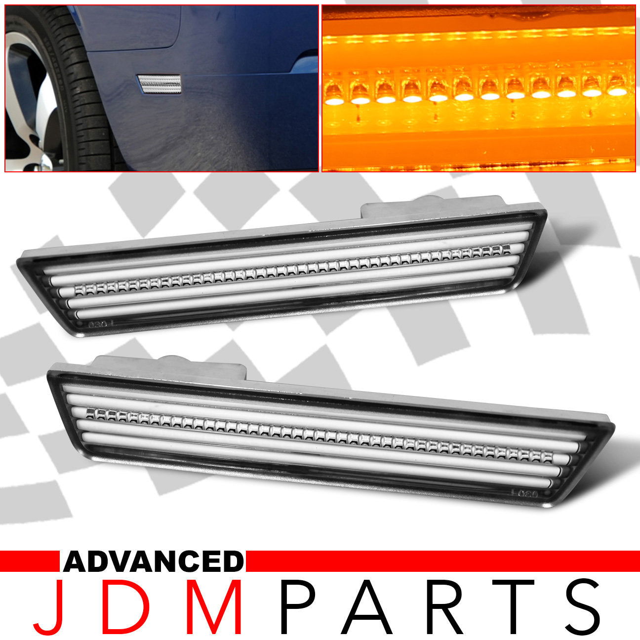 Dodge Challenger 2008-2014 / Charger 2011-2014 Amber LED Rear Side Marker Lights Clear Len - Parts Agent