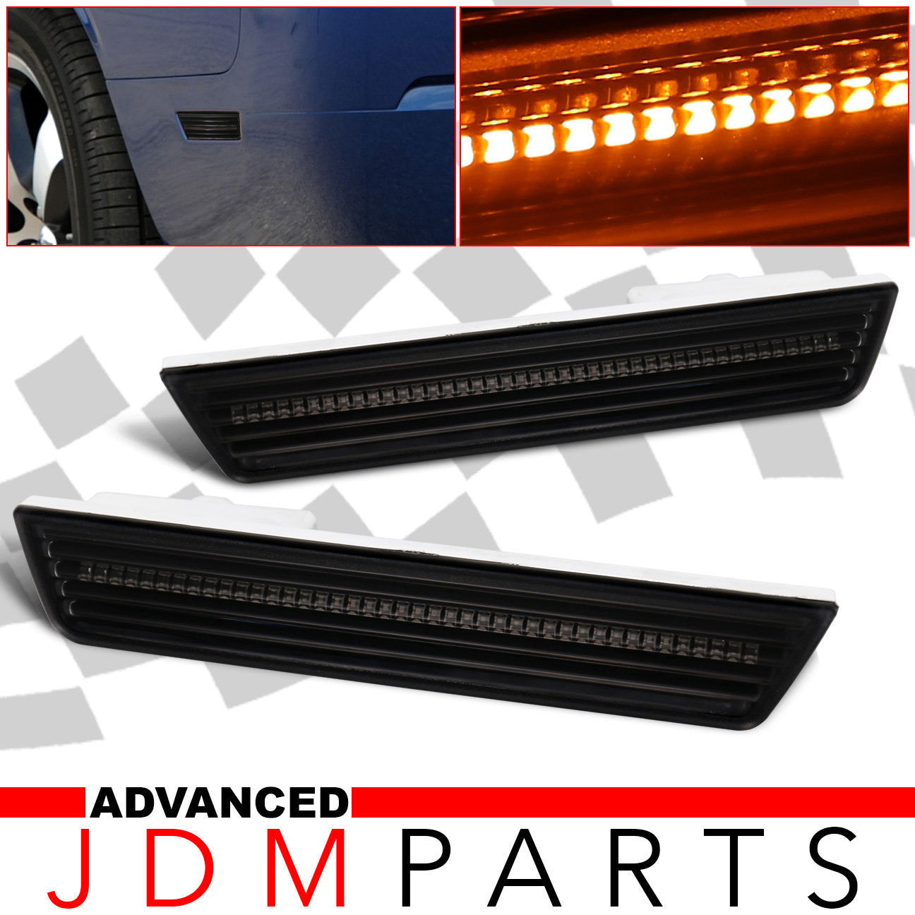 Dodge Challenger 2008-2014 / Charger 2011-2014 Amber LED Rear Side Marker Lights Smoke Len - Parts Agent