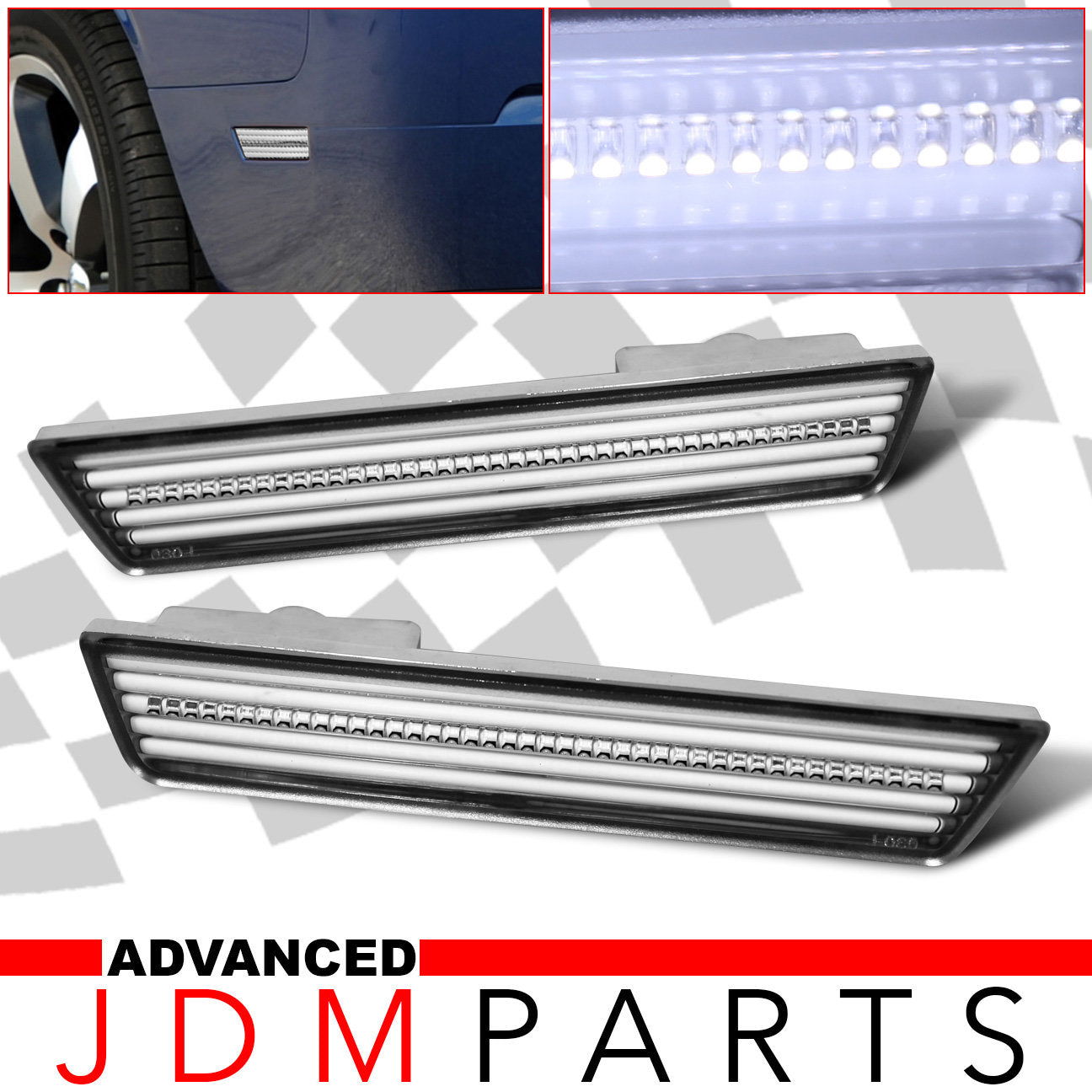 Dodge Challenger 2008-2014 / Charger 2011-2014 White LED Rear Side Marker Lights Clear Len - Parts Agent
