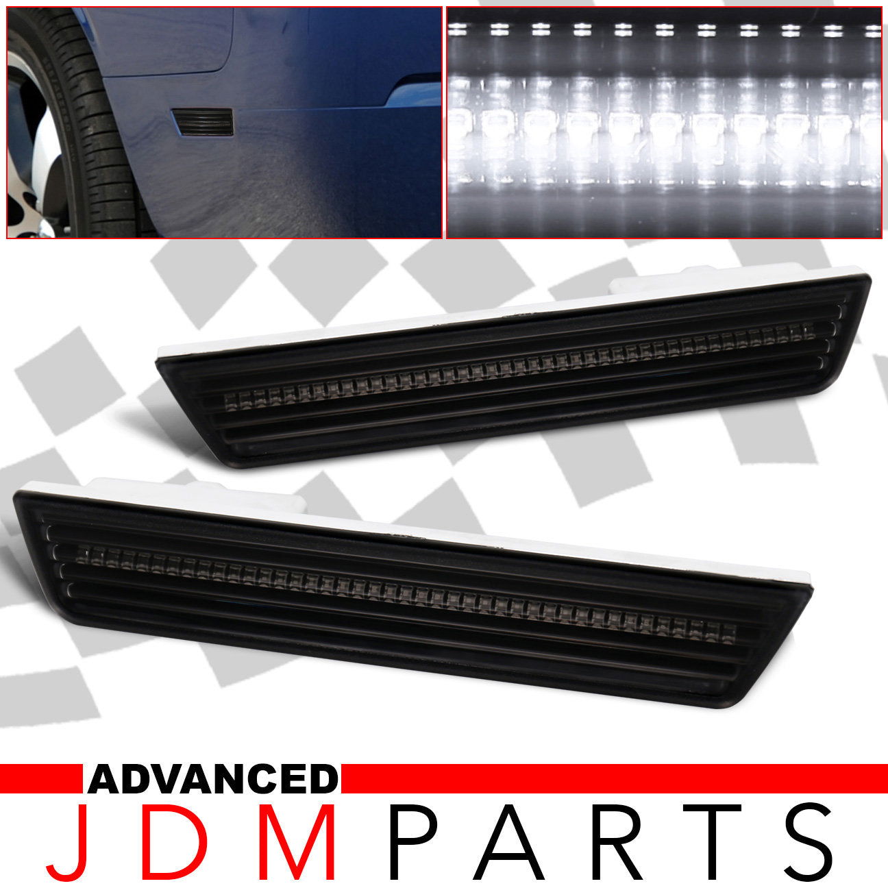 Dodge Challenger 2008-2014 / Charger 2011-2014 White LED Rear Side Marker Lights Smoke Len - Parts Agent