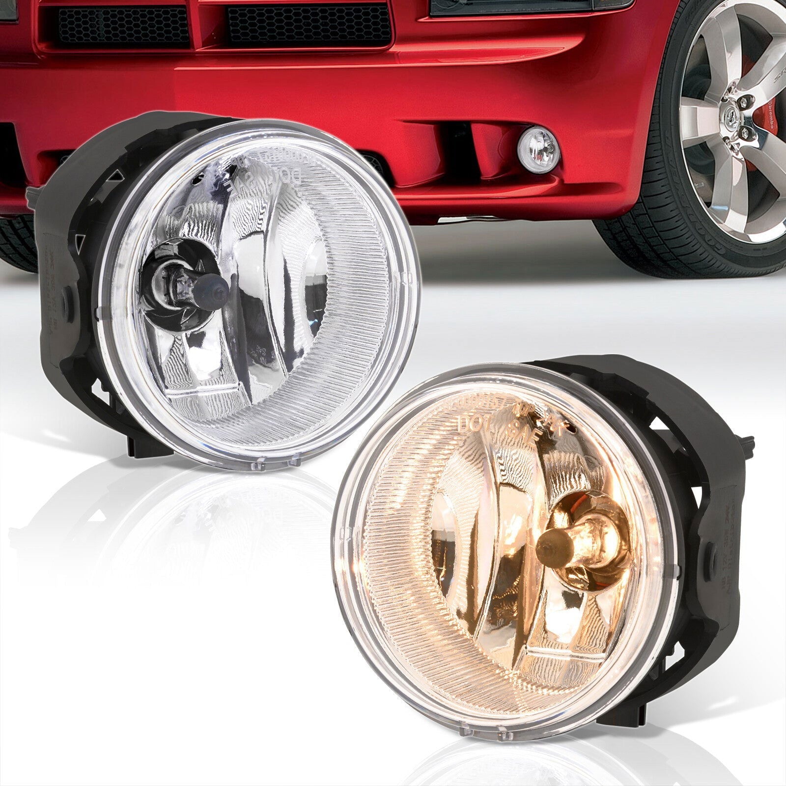 Dodge Charger 2006-2009 / Challenger 2008-2010 Front Fog Lights Clear Len (Includes Switch & Wiring Harness) - Parts Agent