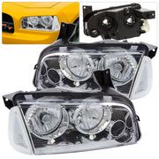 Dodge Charger 2006-2010 Factory Style Headlights + Corners Chrome Housing Clear Len Clear Reflector (Halogen Models Only) - Parts Agent