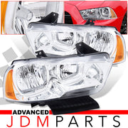 Dodge Charger 2011-2014 Factory Style Headlights Chrome Housing Clear Len Amber Reflector (Halogen Models Only) - Parts Agent
