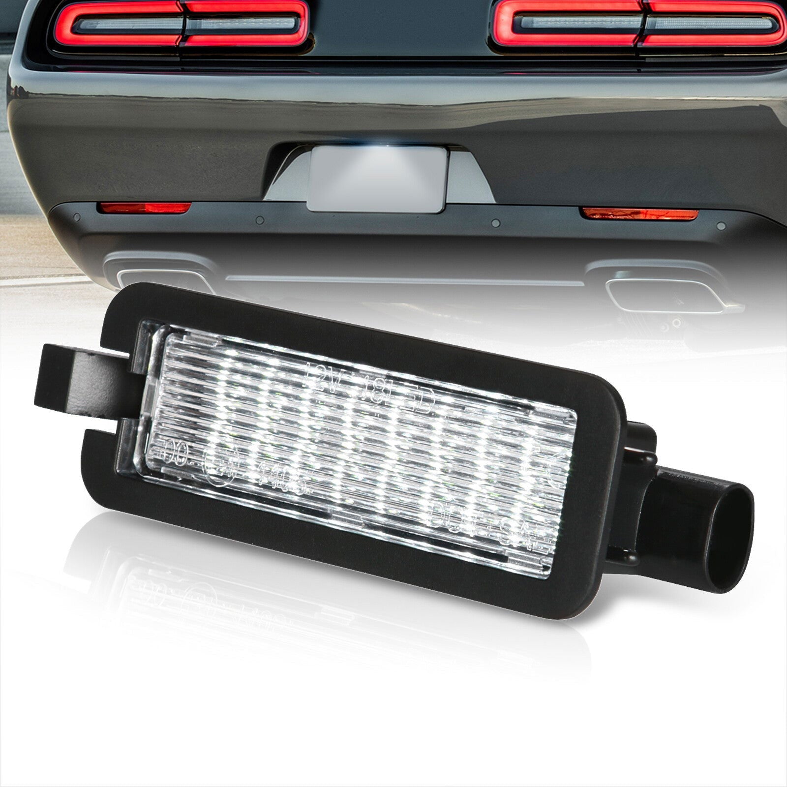 Dodge Charger 2015-2022 / Challenger 2015-2022 / Chrysler 300 2015-2022 White SMD LED License Plate Lights Clear Len - Parts Agent
