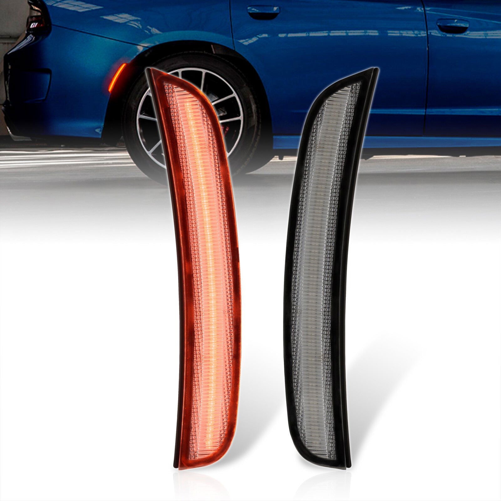 Dodge Charger 2015-2023 Rear Red LED Side Marker Clear Len - Parts Agent