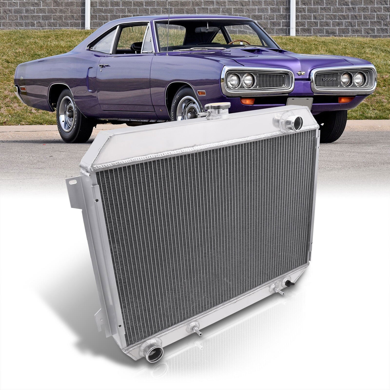 Dodge Coronet V8 1968-1973 / Challenger V8 1970-1974 / Charger V8 1968-1973 Manual Transmission Aluminum Radiator - Parts Agent