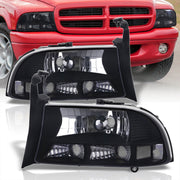 Dodge Dakota 1997-2004 / Durango 1998-2003 1 Piece Style Headlights + Bumpers Black Housing Clear Len Clear Reflector - Parts Agent