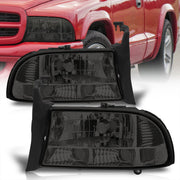 Dodge Dakota 1997-2004 / Durango 1998-2003 1 Piece Style Headlights + Bumpers Chrome Housing Smoke Len Clear Reflector - Parts Agent