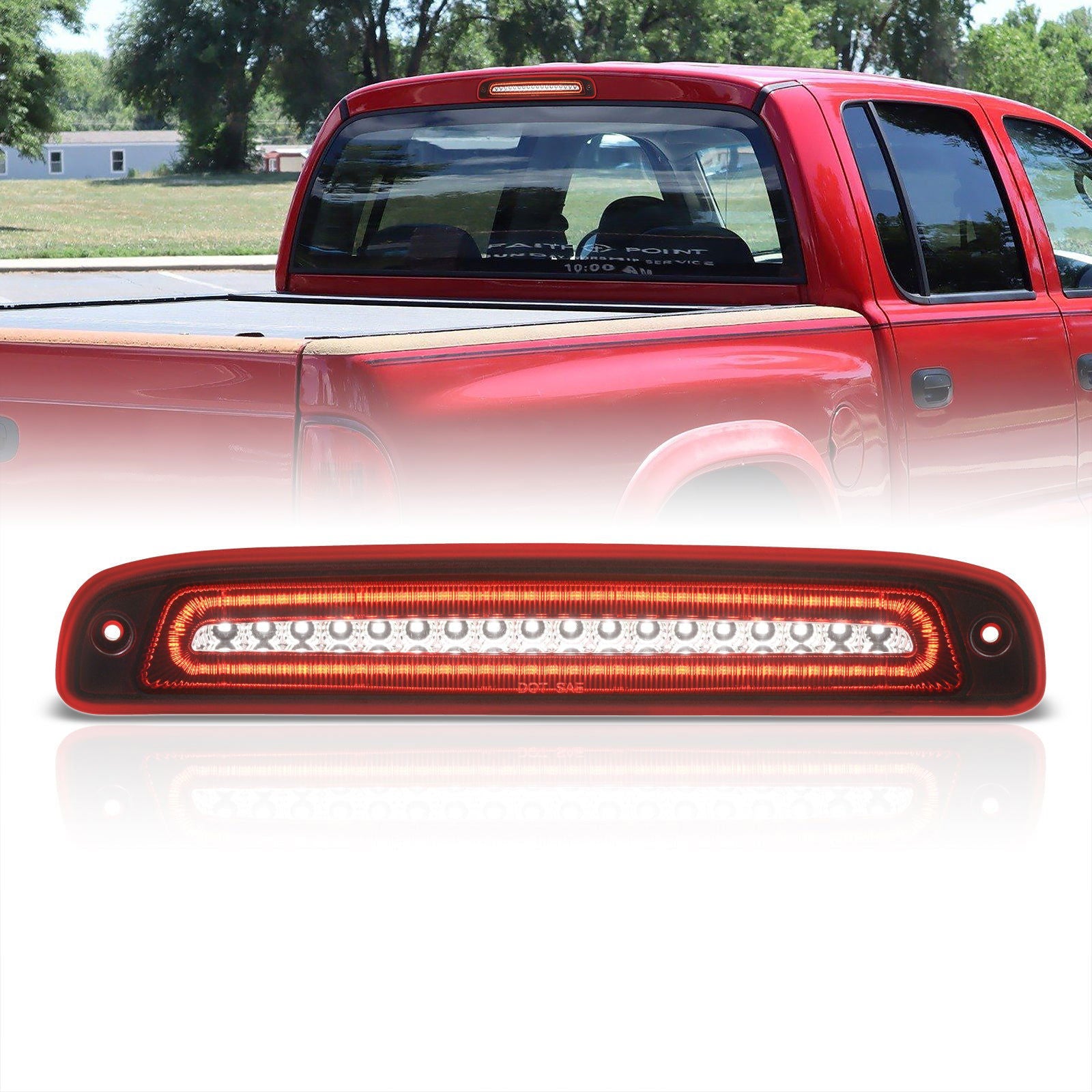 Dodge Dakota 1997-2007 Strobe LED 3rd Brake Light Chrome Housing Red Len - Parts Agent