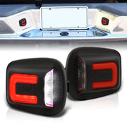 Dodge Dakota 1997-2010 / RAM Dakota 2011 / Mitsubishi Raider 2006-2009 White & Red Bar SMD LED License Plate Lights Clear Len - Parts Agent