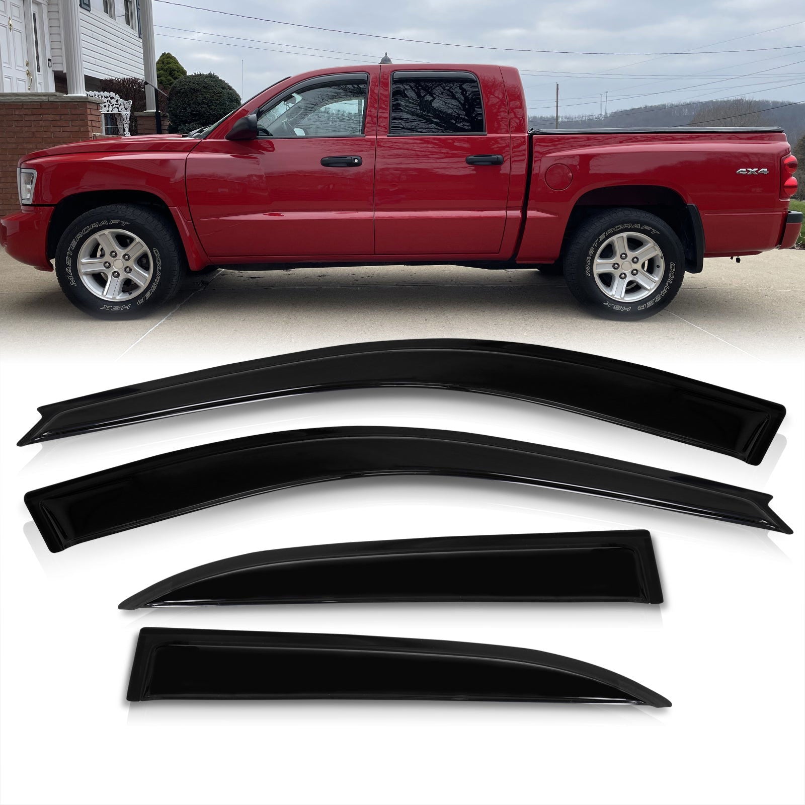 Dodge Dakota 2005-2010 Quad Cab 4 Door Tape On Window Visors - Parts Agent
