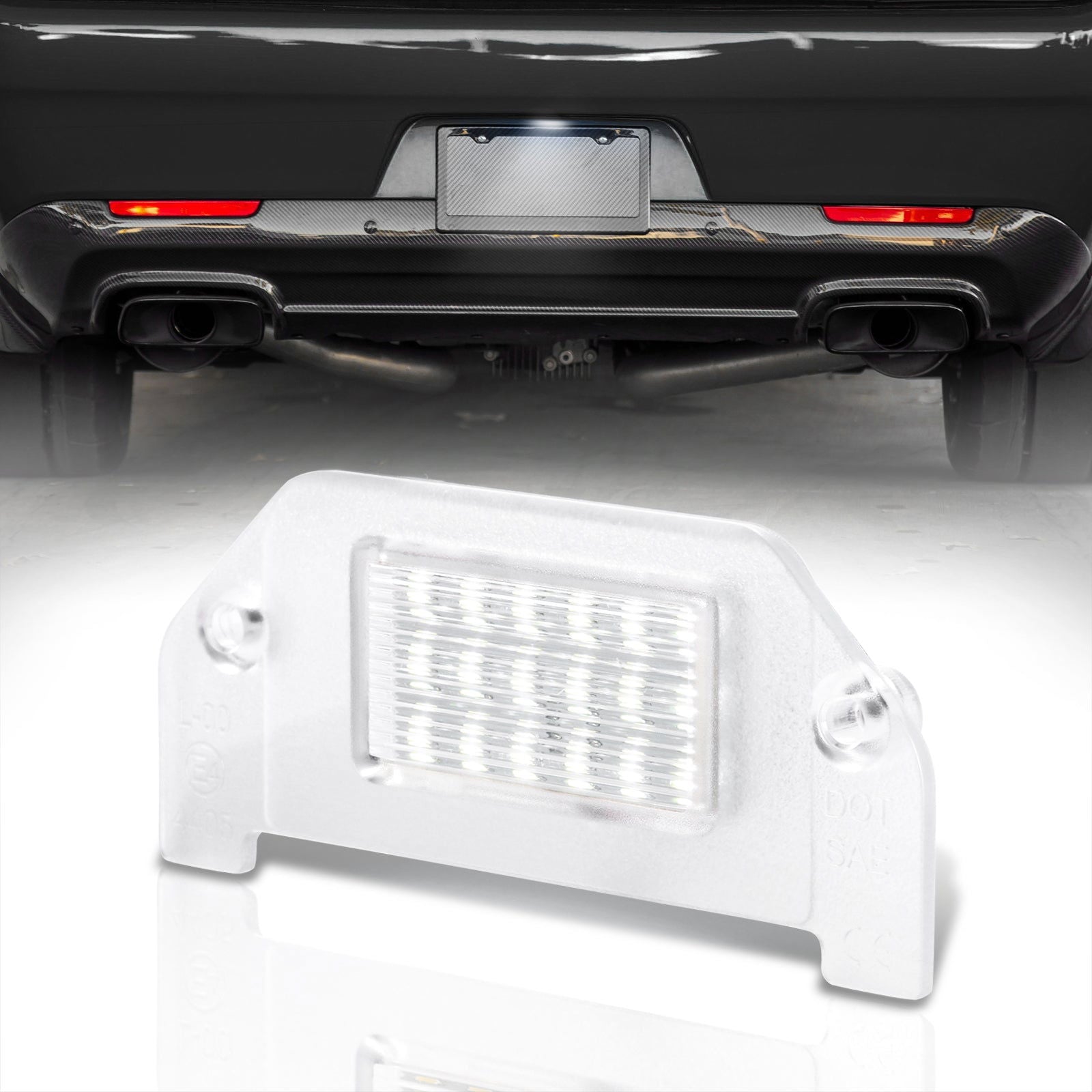 Dodge Dart 2013-2016 / Challenger 2008 - 2014 / Avenger 2008 -2014 / Charger 2006-2014 / Magnum 2005-2008 White SMD LED License Plate Lights Clear Len - Parts Agent